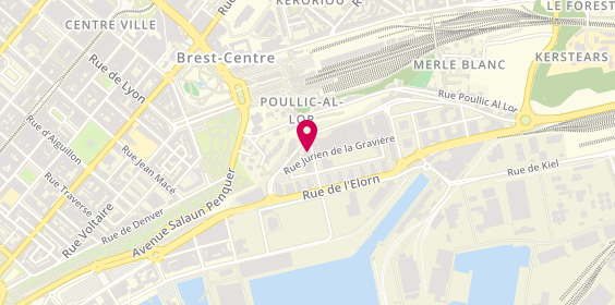 Plan de Au Fil des Crêpes, 130 Rue Amiral
Rue Jurien de la Gravière, 29200 Brest