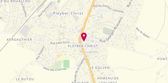Plan de La Crêperie des Fougères, 5 place Gambetta, 29410 Pleyber-Christ